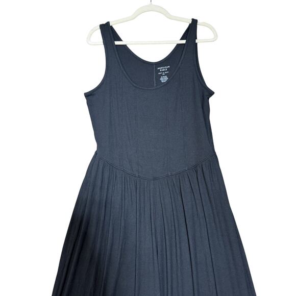 American Eagle Jumpsuit Womens XL Soft & Sexy Rib Wide Leg Spaghetti Strap Black - Picture 2 of 5